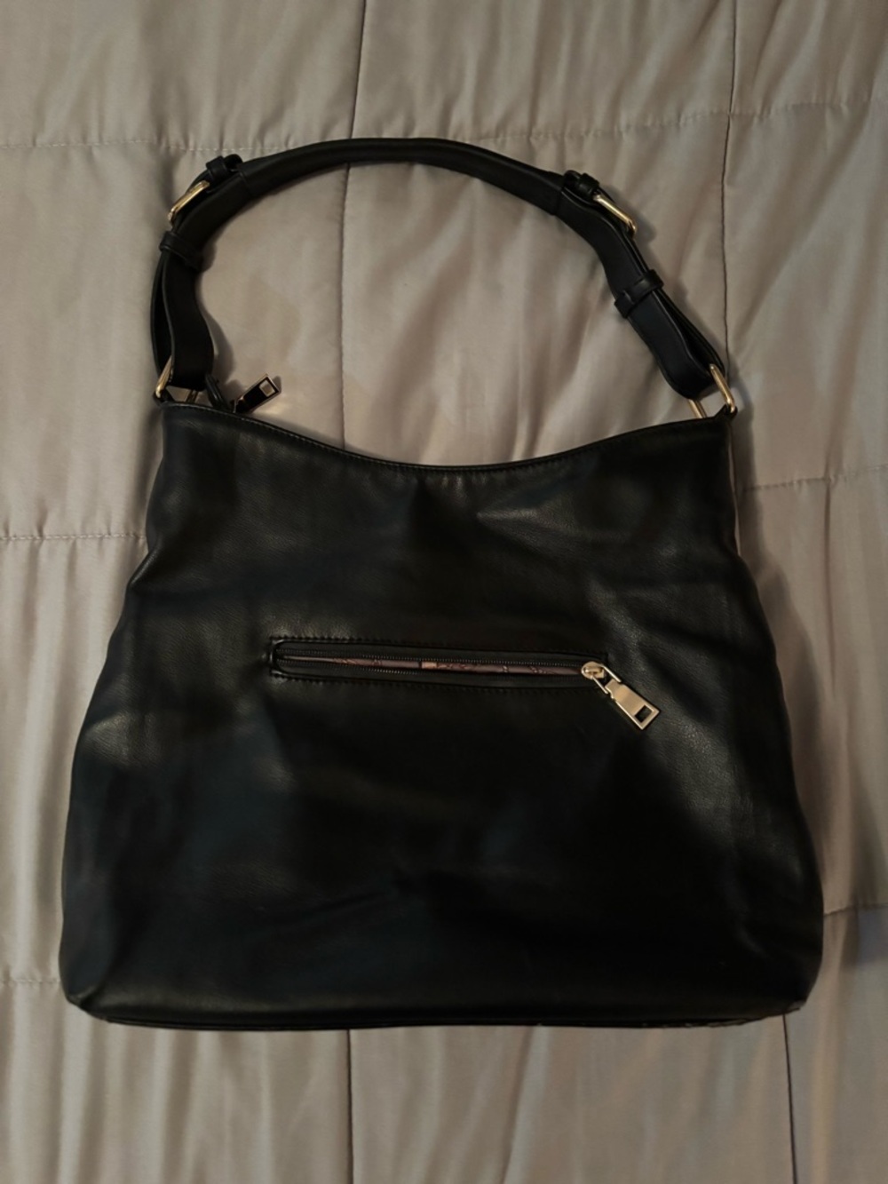Black Leather Shoulder Bag - Classic Everyday Tote